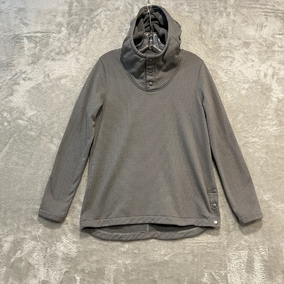 The North Face Tops - The North Face Pullover Hoodie Womens Medium Gray Snap Neck Textured Fleece